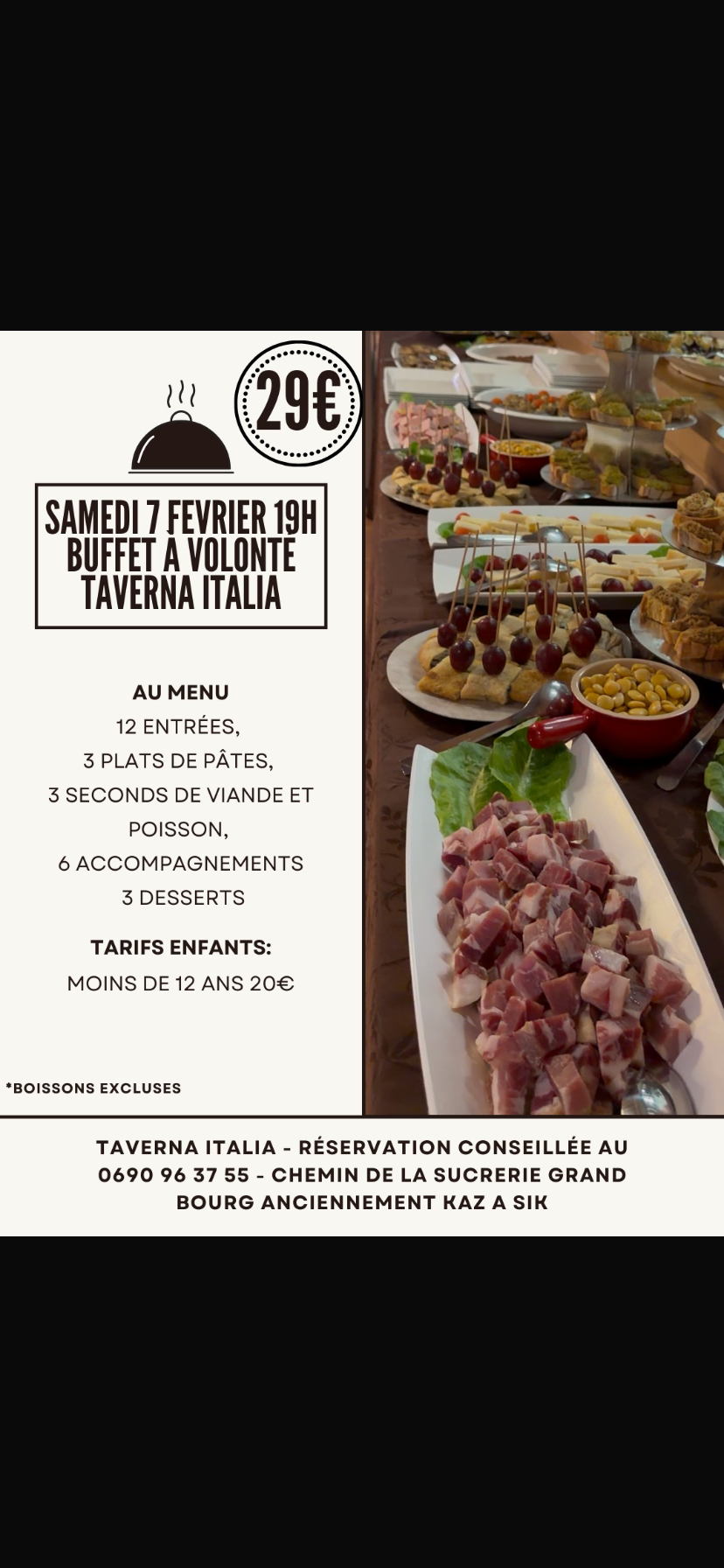Buffet généreux de Taverna Italia